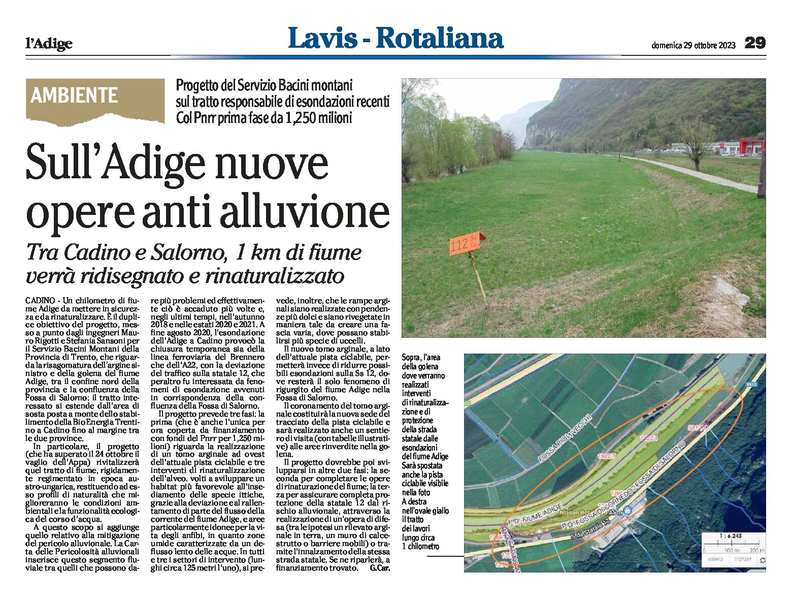 Tra Cadino e Salorno: lungo l’Adige nuove opere anti alluvione