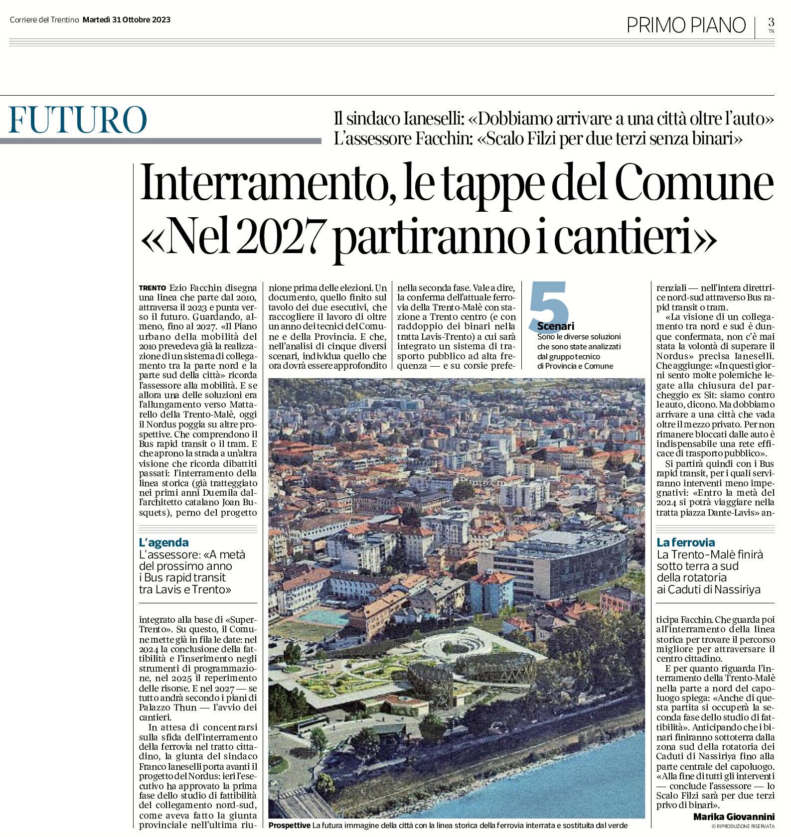 Trento, interramento: le tappe del Comune “nel 2027 partiranno i cantieri”