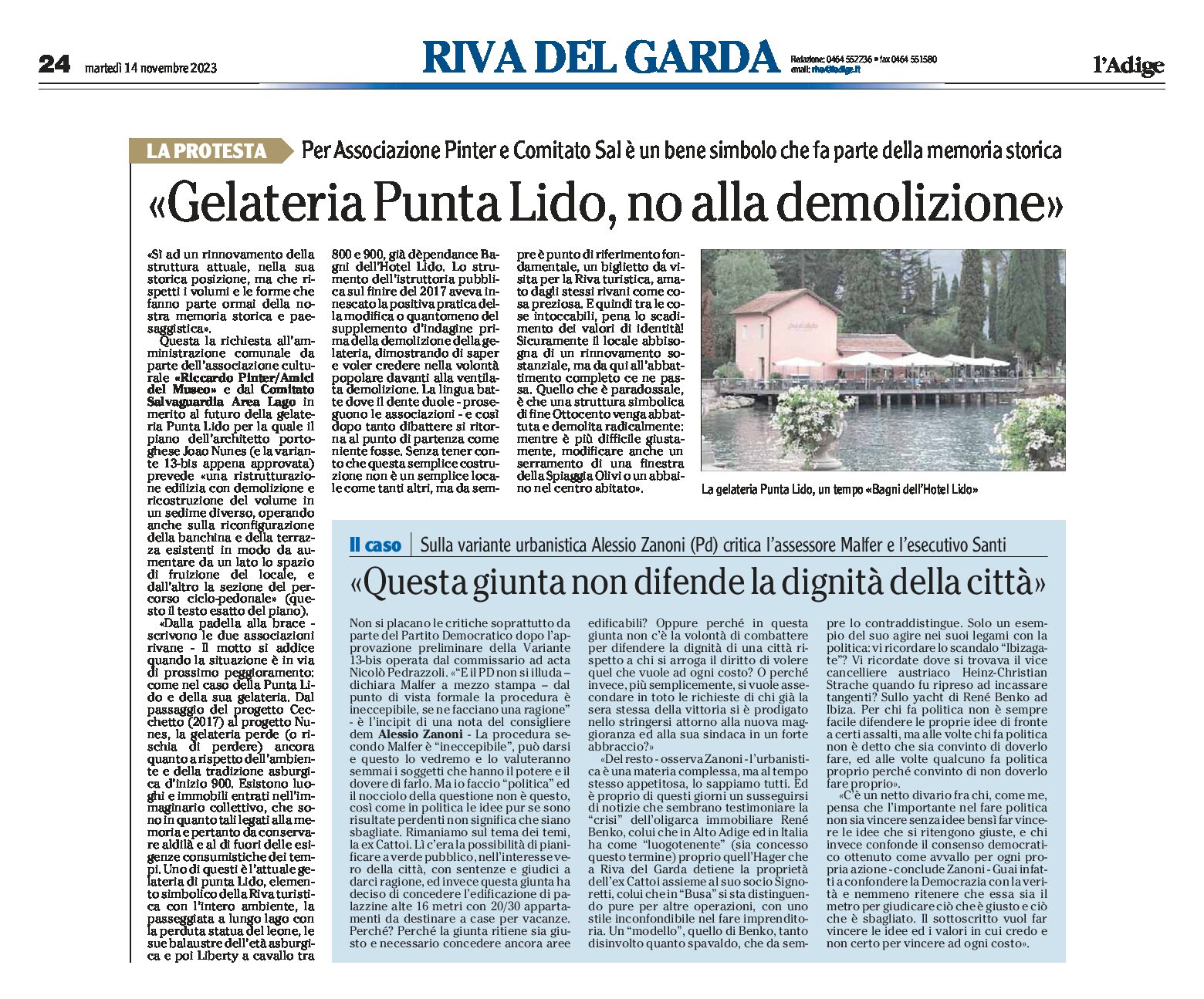 Riva: gelateria Punta Lido, no alla demolizione