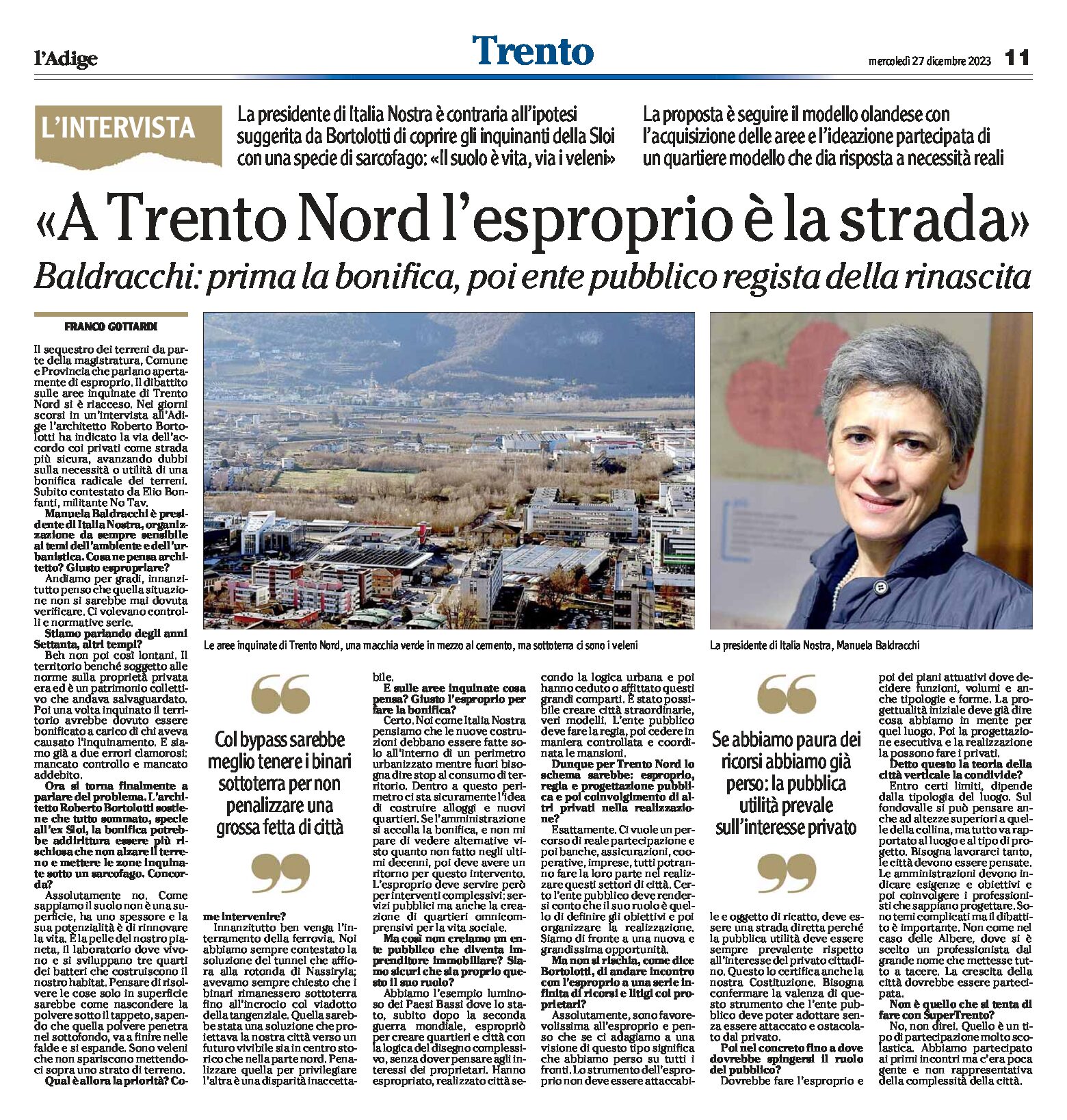 Trento Nord: la strada è l’esproprio. Intervista alla presidente di Italia Nostra