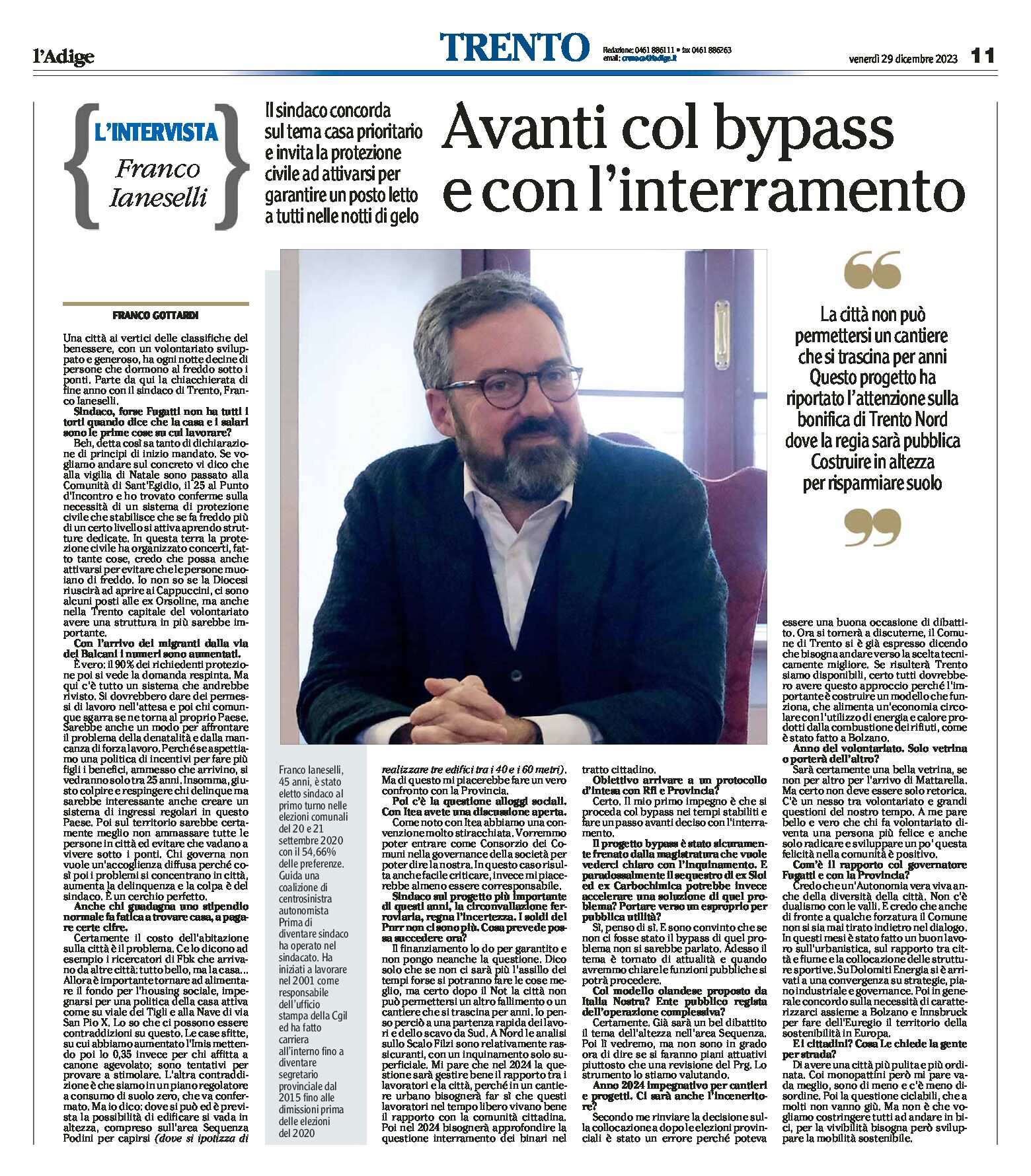 Trento, bypass: intervista al sindaco Ianeselli