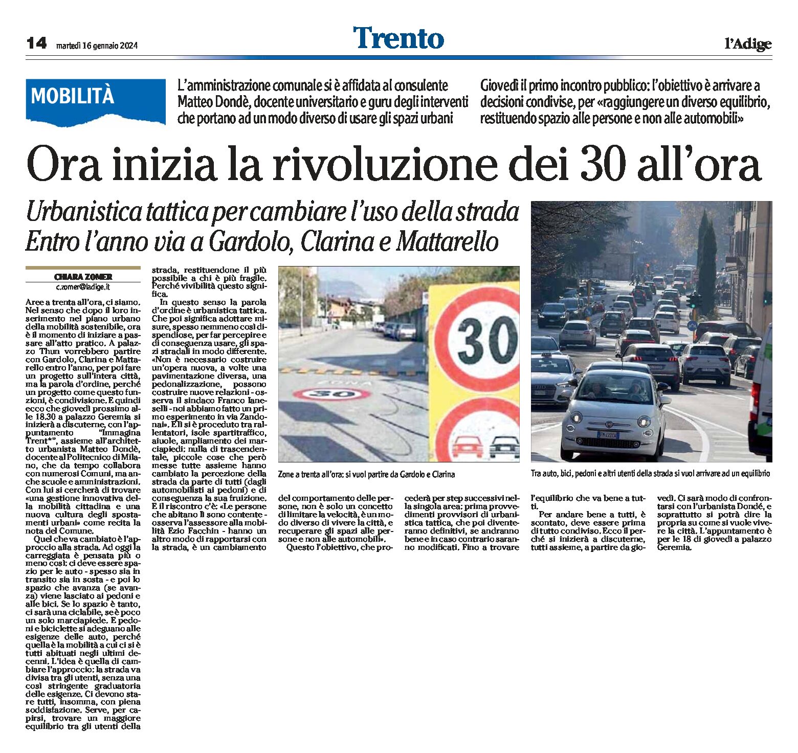 Trento: urbanistica tattica per cambiare l’uso della strada