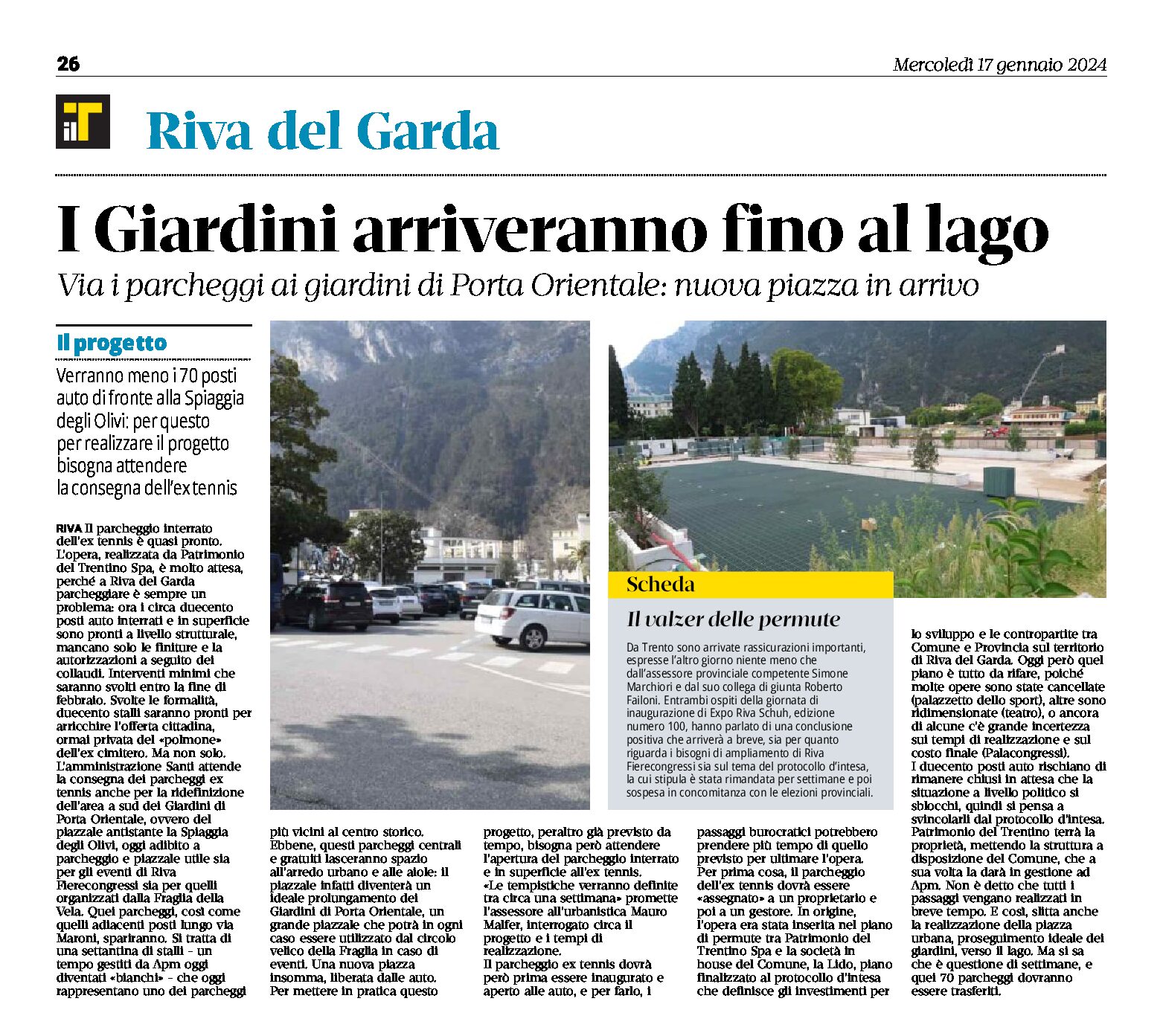 Riva: i giardini arriveranno fino al lago