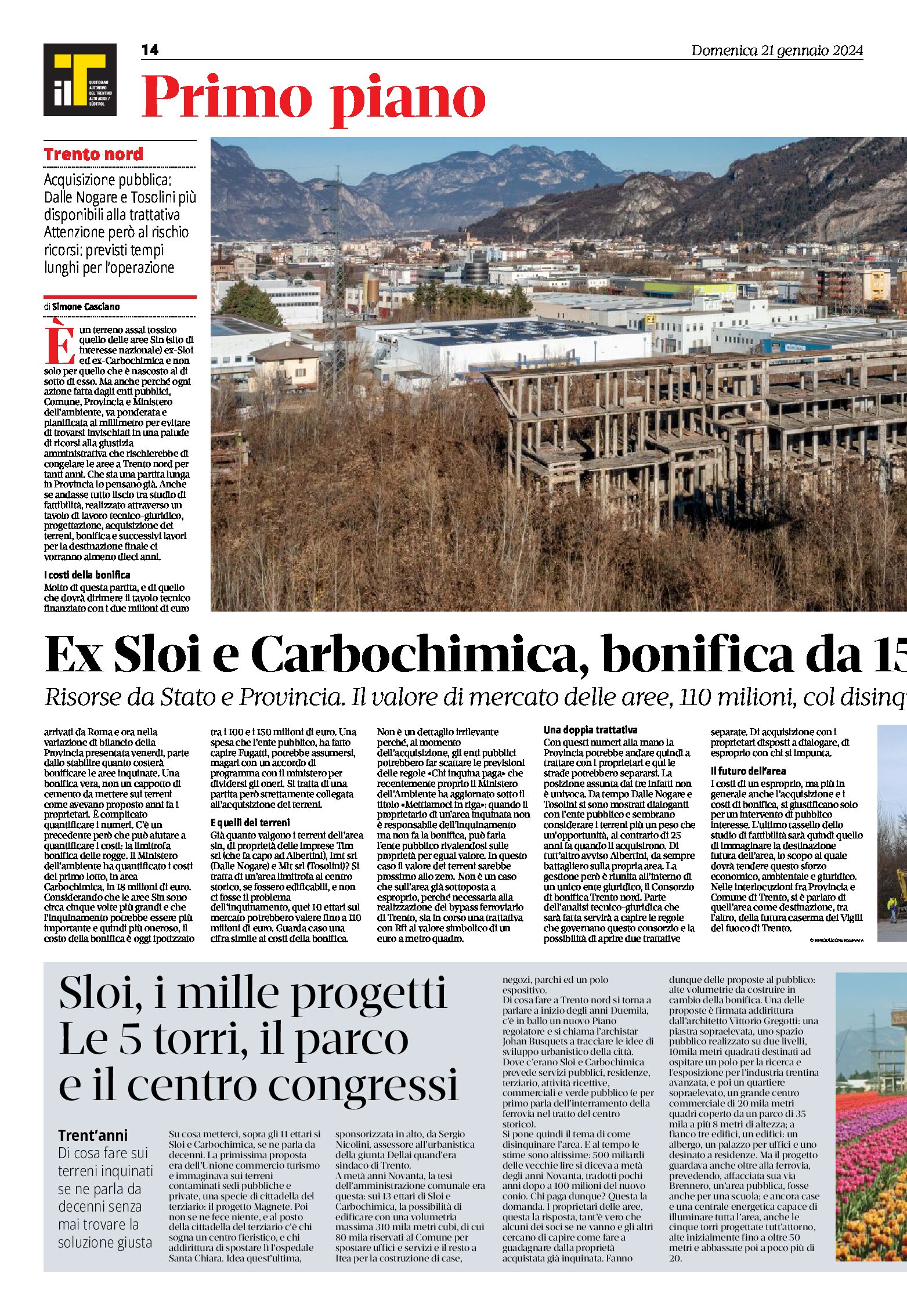 Trento Nord: ex Sloi e Carbochimica, bonifica da 150 milioni