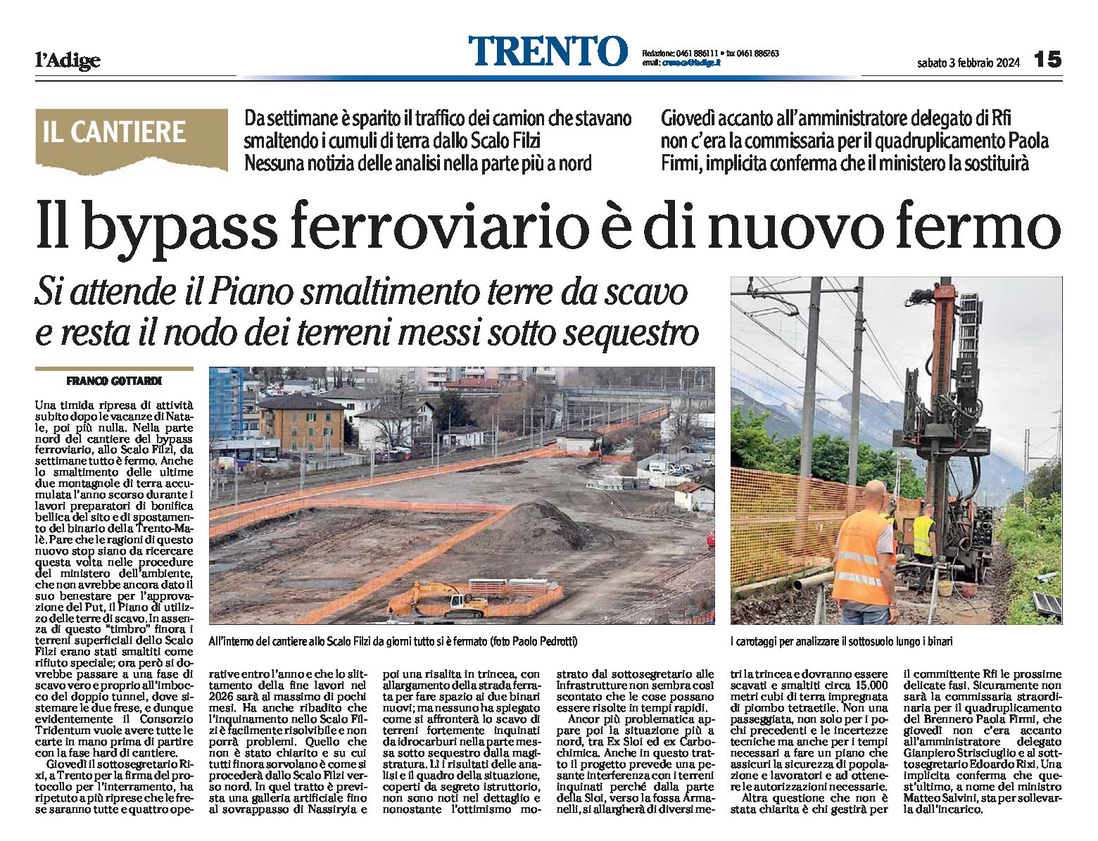 Trento: il bypass ferroviario è di nuovo fermo