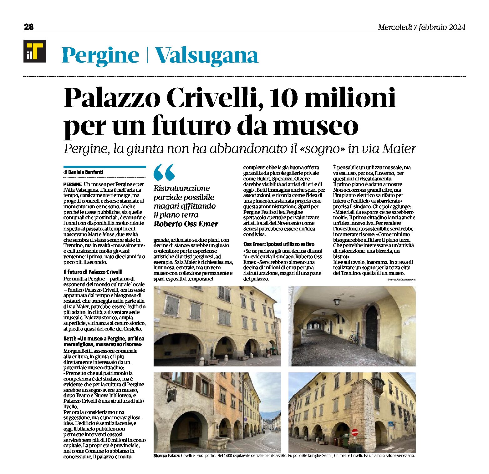 Pergine, Palazzo Crivelli: 10 milioni per un futuro da museo