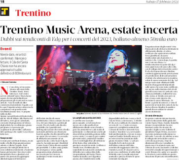 Trentino Music Arena: estate incerta. Dubbi sui rendiconti di Edg per i concerti 2023