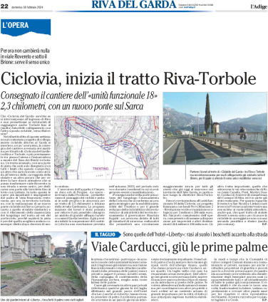 Ciclovia del Garda: inizia il tratto Riva-Torbole