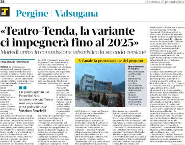 Pergine: Teatro-Tenda, la variante ci impegnerà fino al 2025