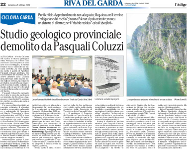 Ciclovia del Garda: studio geologico provinciale demolito da Pasquali Coluzzi
