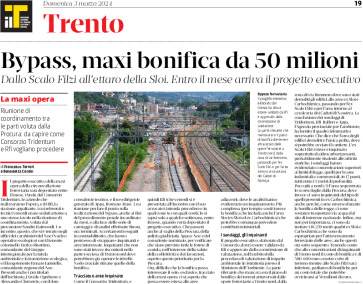 Trento Nord, bypass: maxi bonifica da 50 milioni