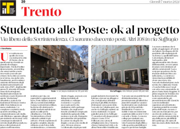 Trento: Studentato alle Poste, ok al progetto, via libera della Soprintendenza