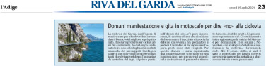 Riva del Garda: domani manifestazione e gita in motoscafo per dire “no” alla Ciclovia