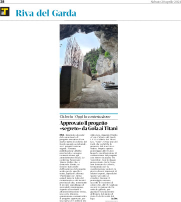 Ciclovia del Garda: approvato il progetto “segreto” da Gola ai Titani. Oggi la contestazione