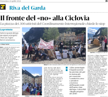 Riva, Ciclovia del Garda: il fronte del “no”, ieri la manifestazione