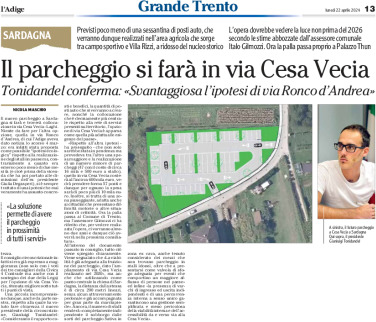 Sardagna: il nuovo parcheggio si farà in via Cesa Vecia