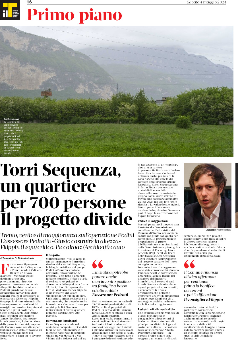 Trento: torri Sequenza, un quartiere per 700 persone. Il progetto divide