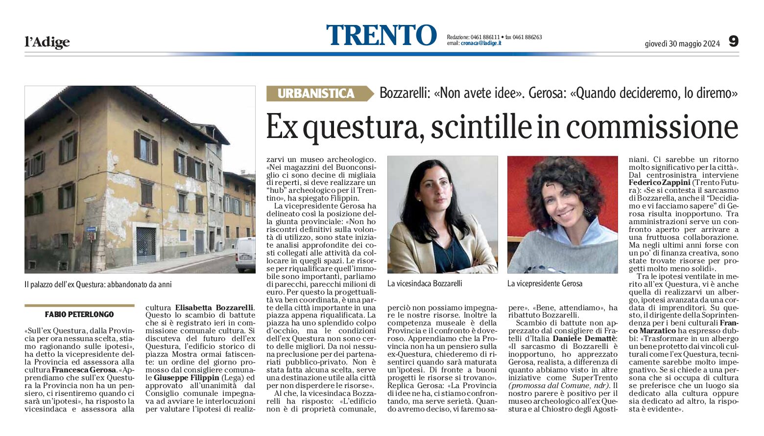 Trento, ex Questura: scintille in commissione