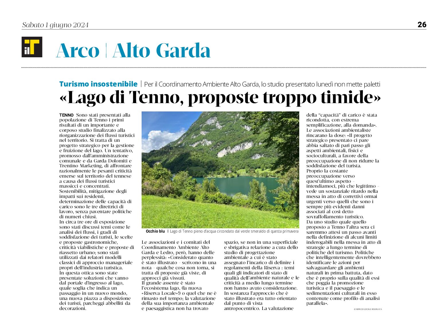 Lago di Tenno: turismo insostenibile e proposte troppo timide