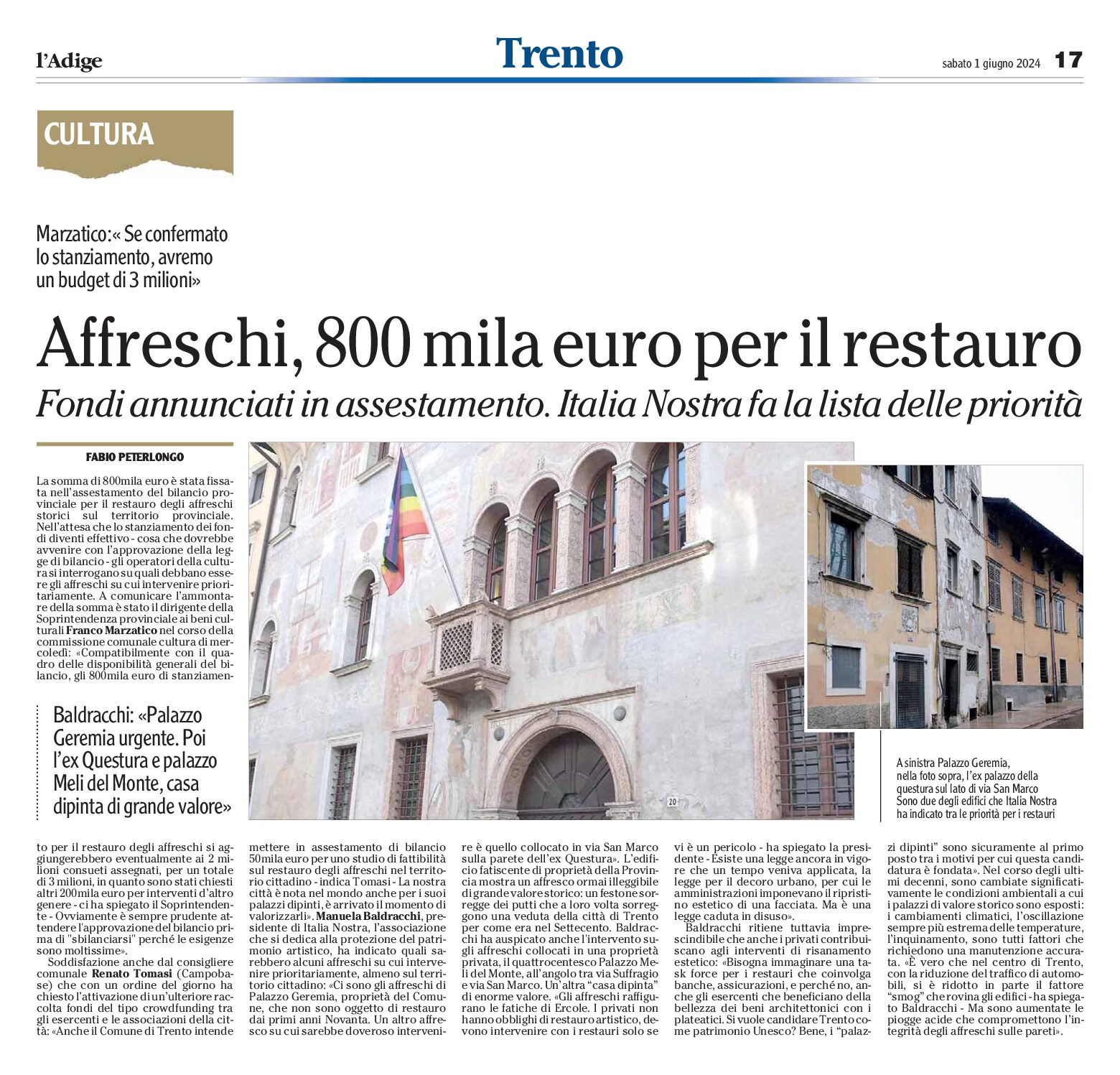 Trento, affreschi: Italia Nostra fa la lista delle priorità per il restauro