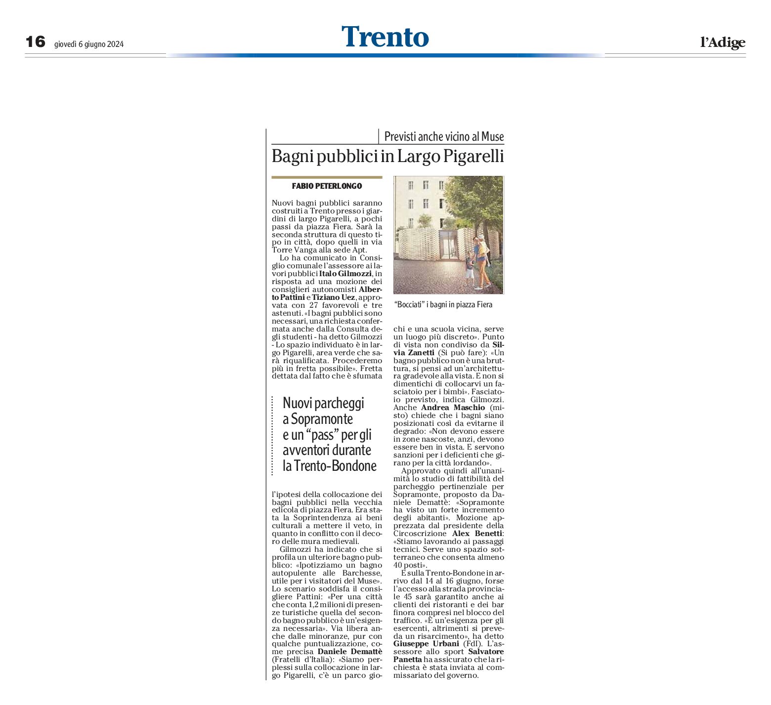 Trento: bagni pubblici in Largo Pigarelli