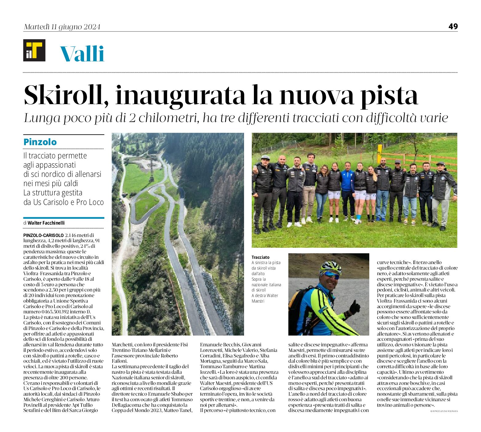 Pinzolo: skiroll, inaugurata la nuova pista