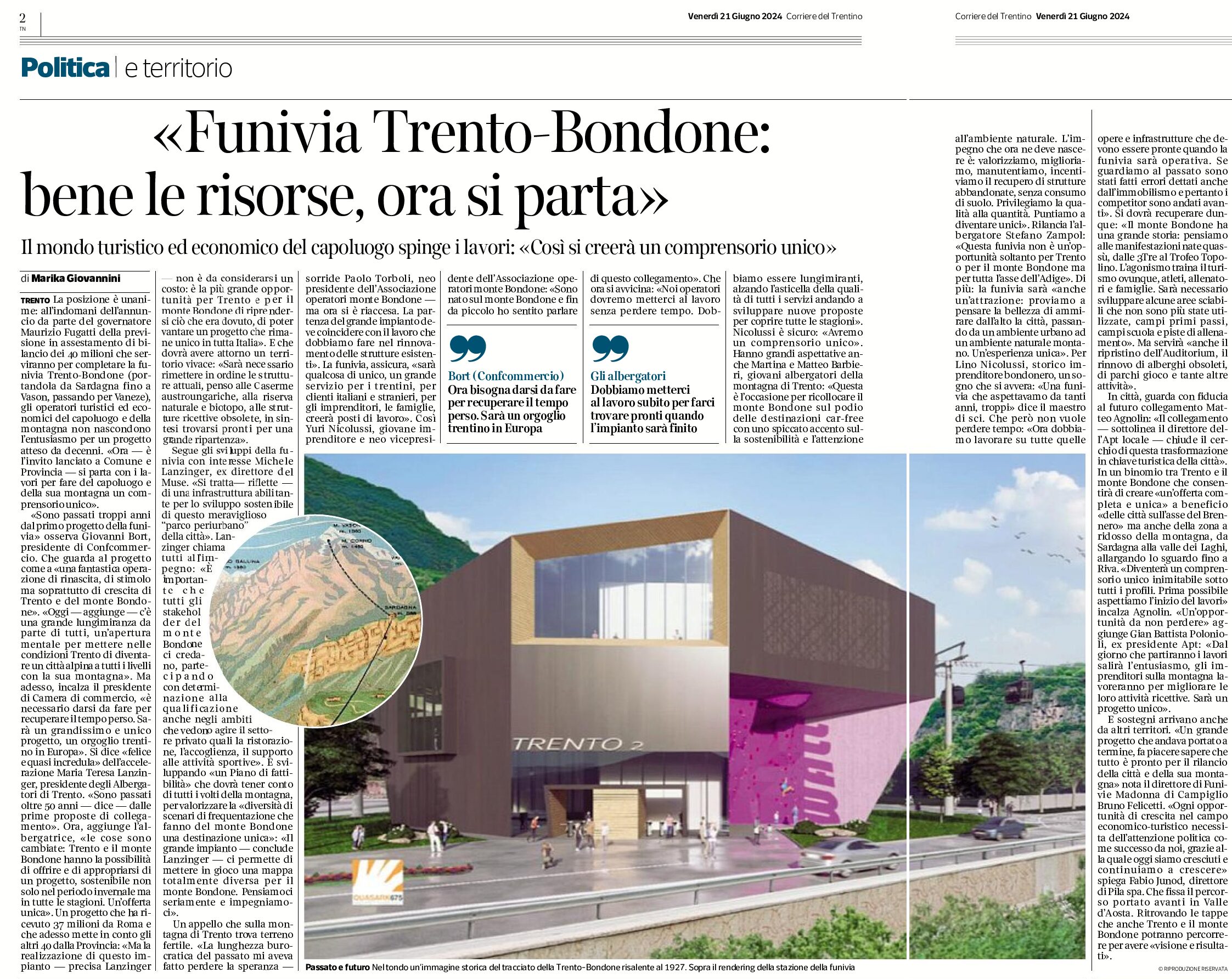Funivia Trento-Bondone: bene le risorse, ora si parta