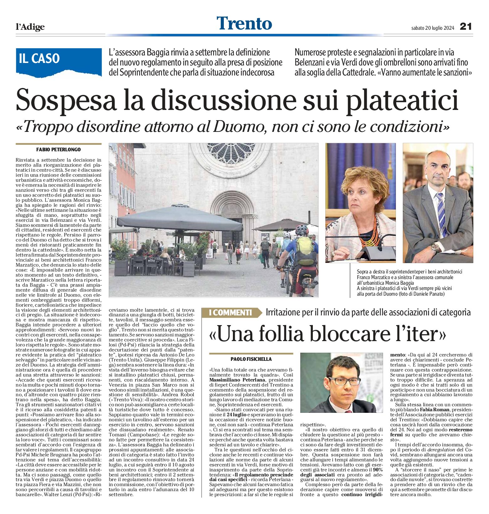 Trento: sospesa la discussione sui plateatici