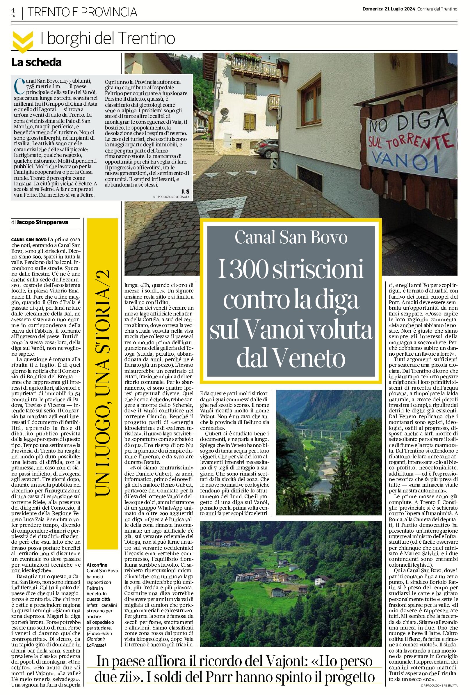 I 300 striscioni contro la diga sul Vanoi voluta dal Veneto