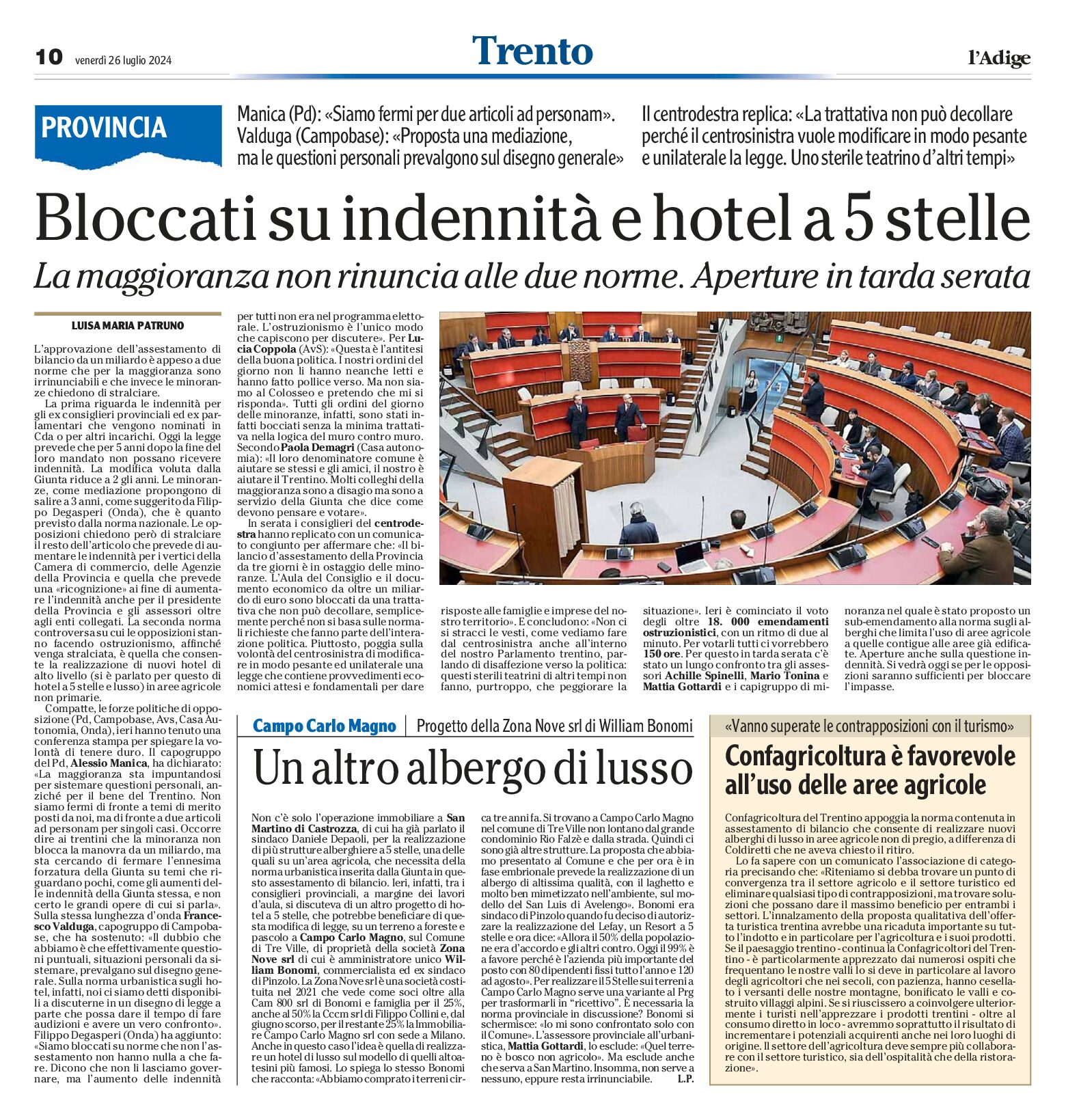 Trento, Provincia: bloccati sugli alberghi di lusso