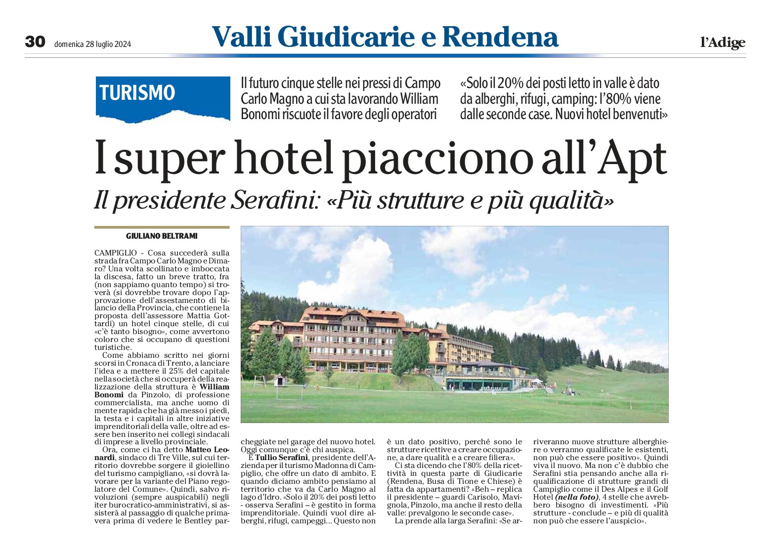 Giudicarie: i super hotel piacciono all’Apt