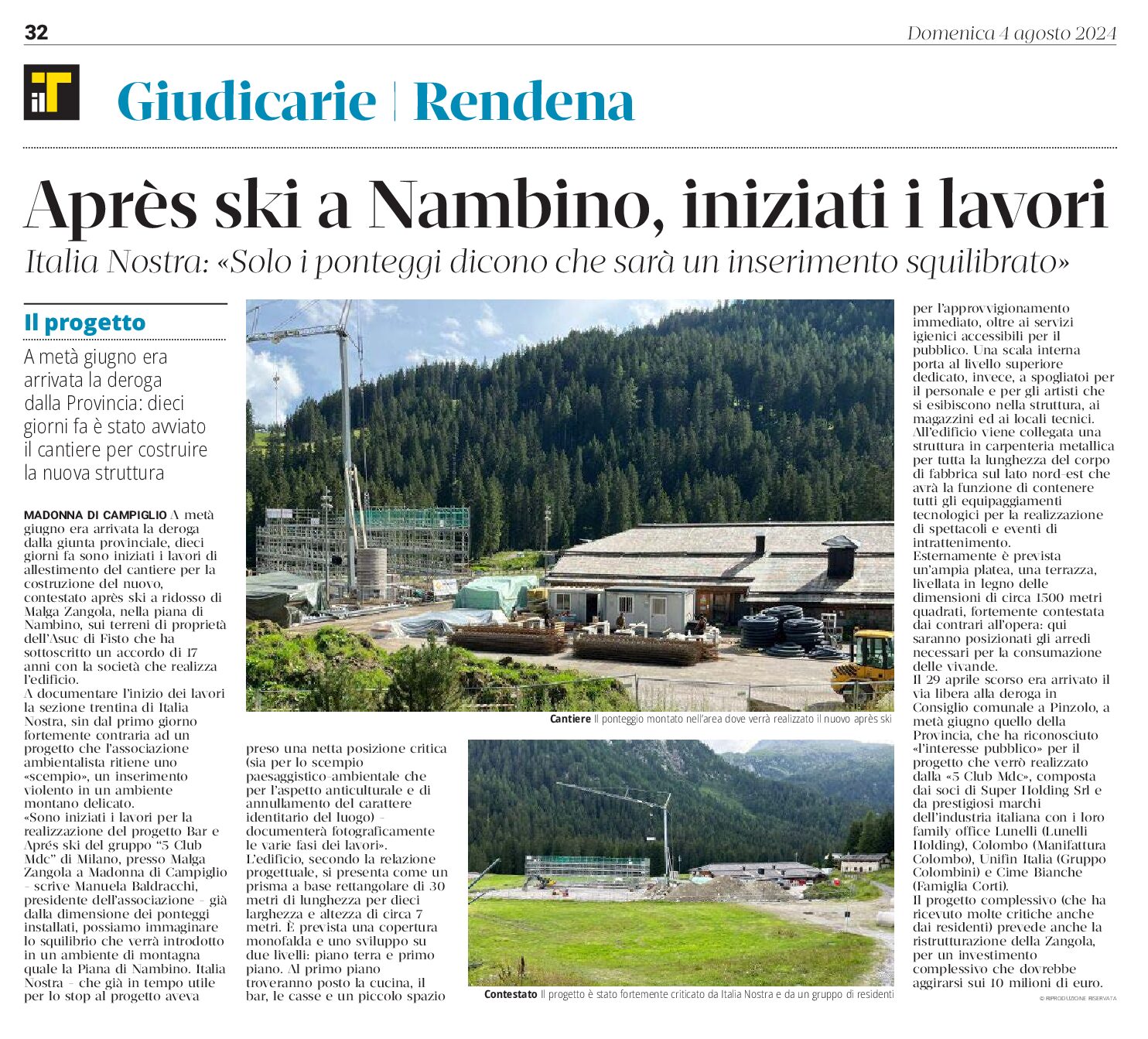 Apres ski a Nambino, iniziati i lavori