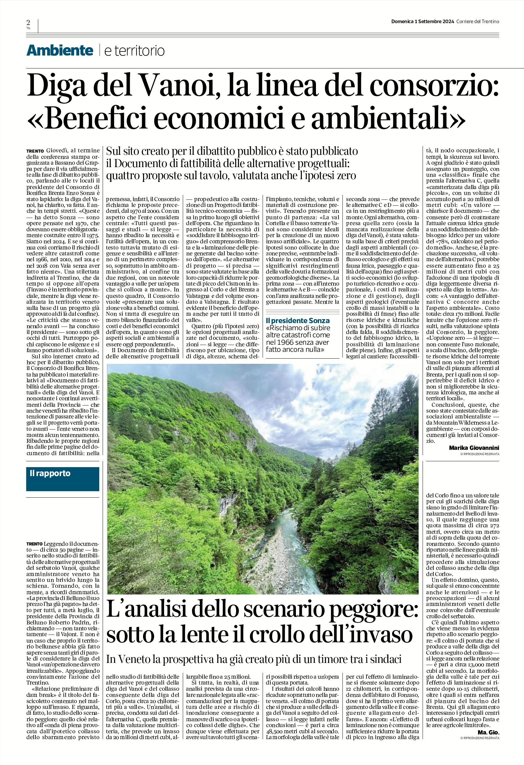 Diga del Vanoi: il Consorzio “benefici economici e ambientali”