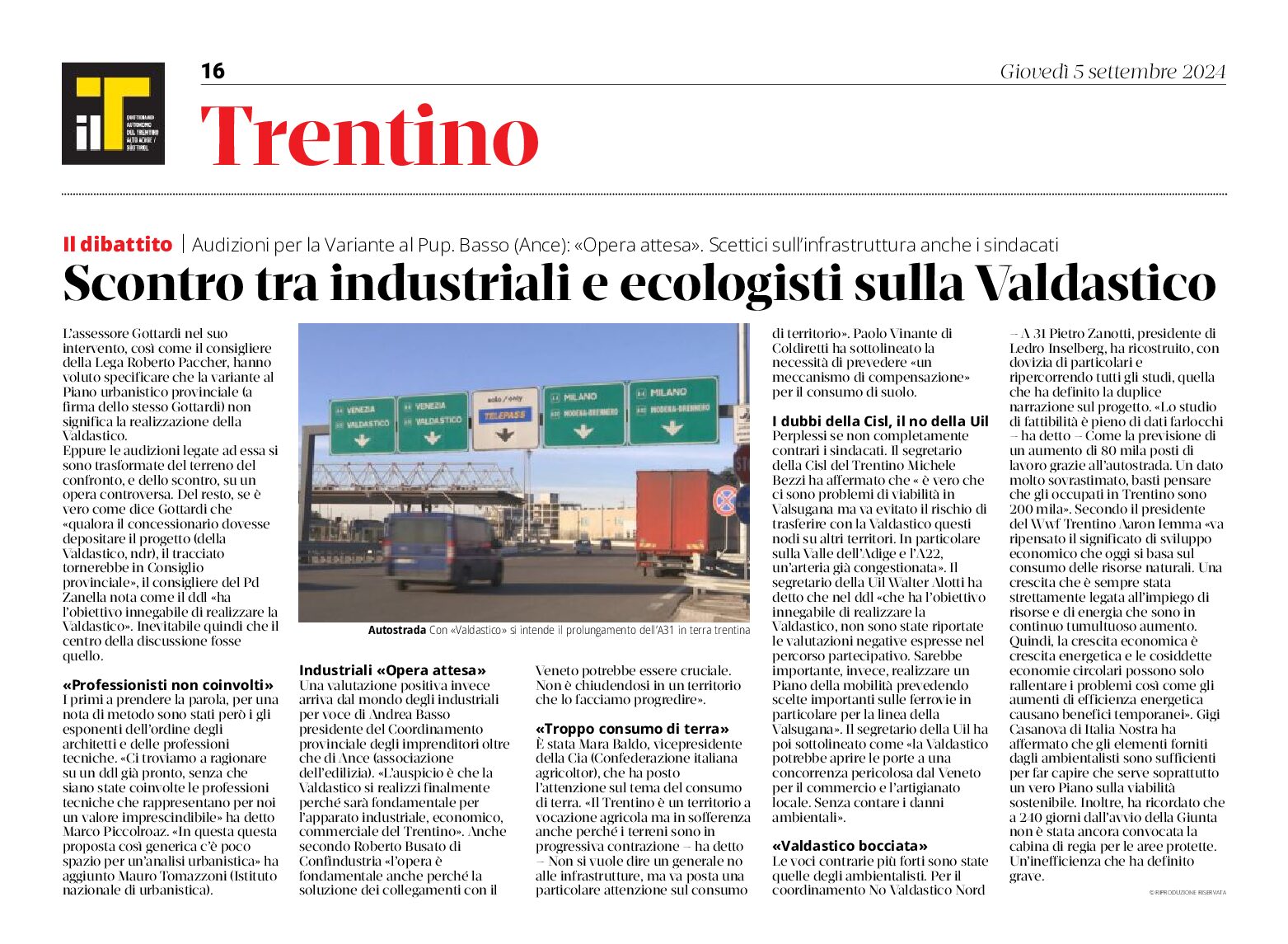 Valdastico: scontro tra industriali ed ecologisti