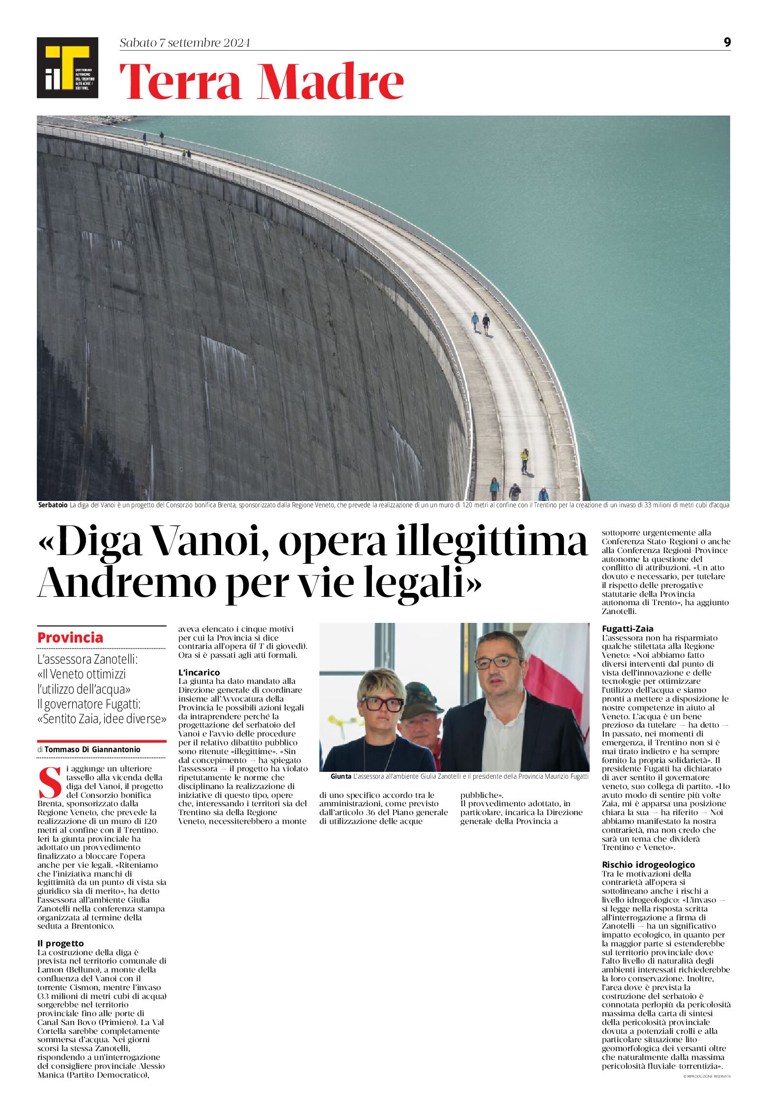 Diga del Vanoi: opera illegittima. Andremo per vie legali