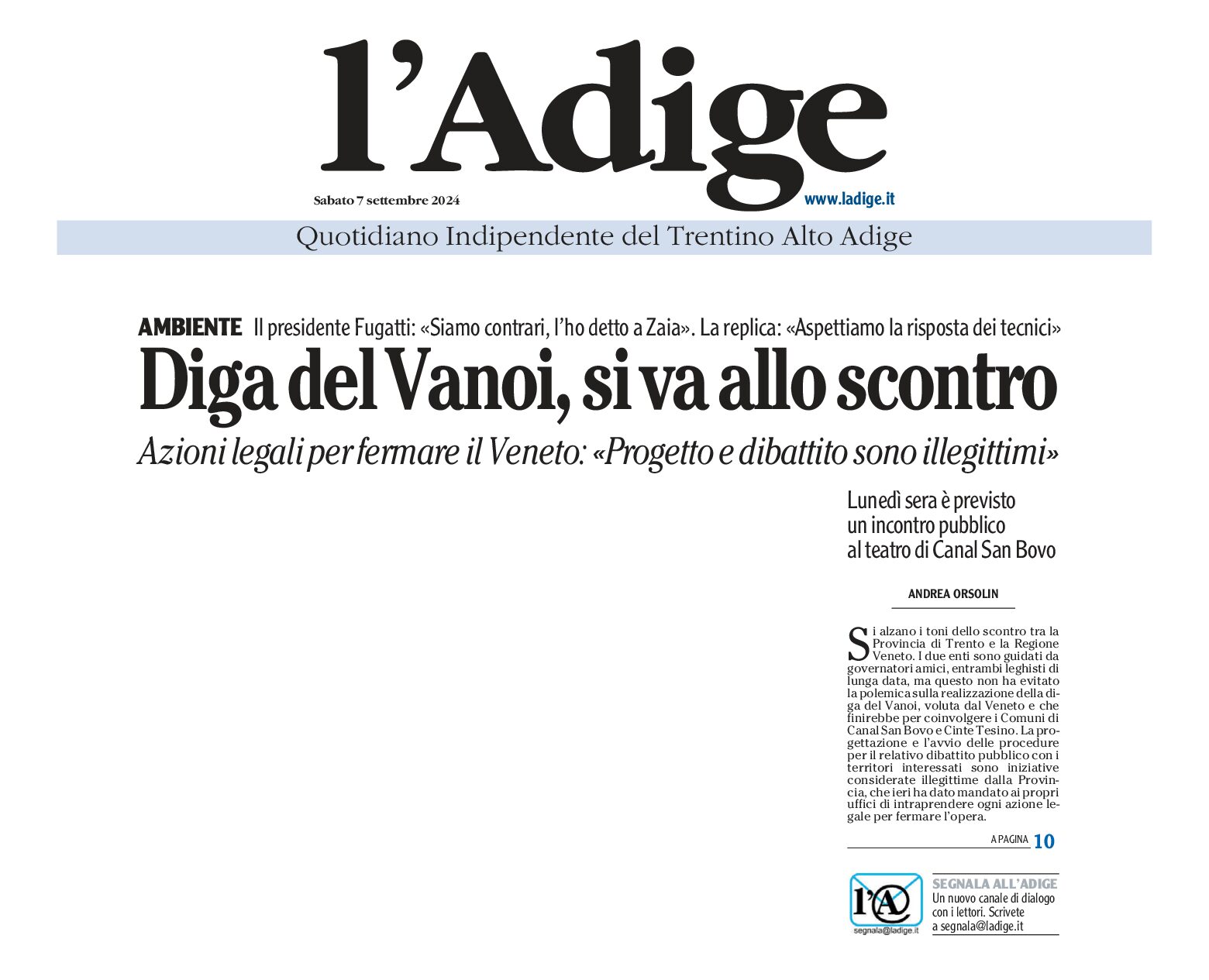 Diga del Vanoi: si passa alle azioni legali