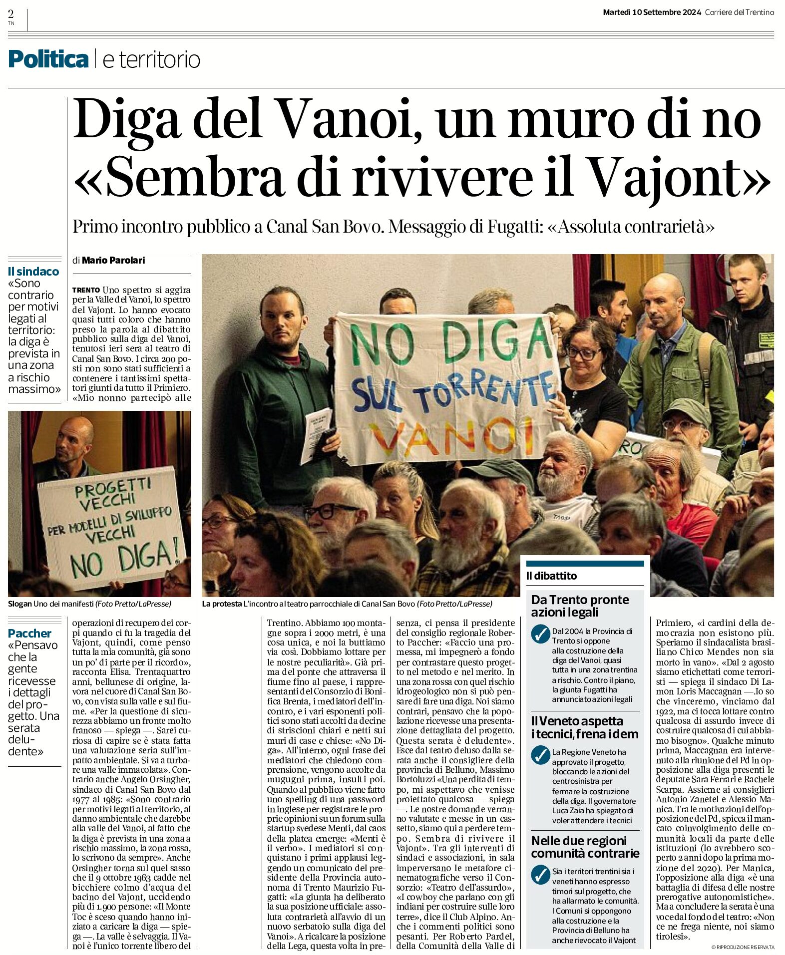 Diga del Vanoi: un muro di no