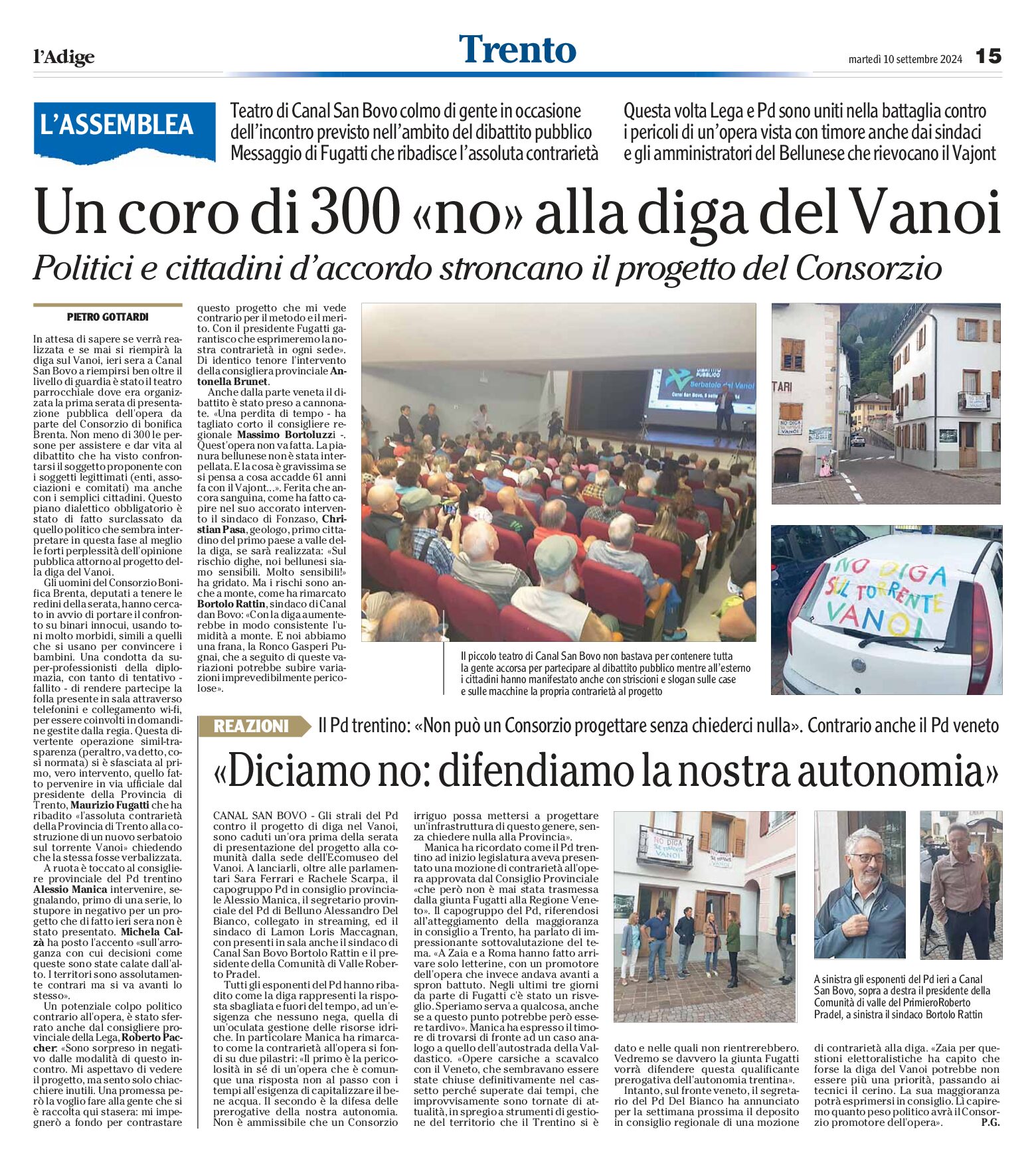 Diga del Vanoi: un coro di 300 “no”