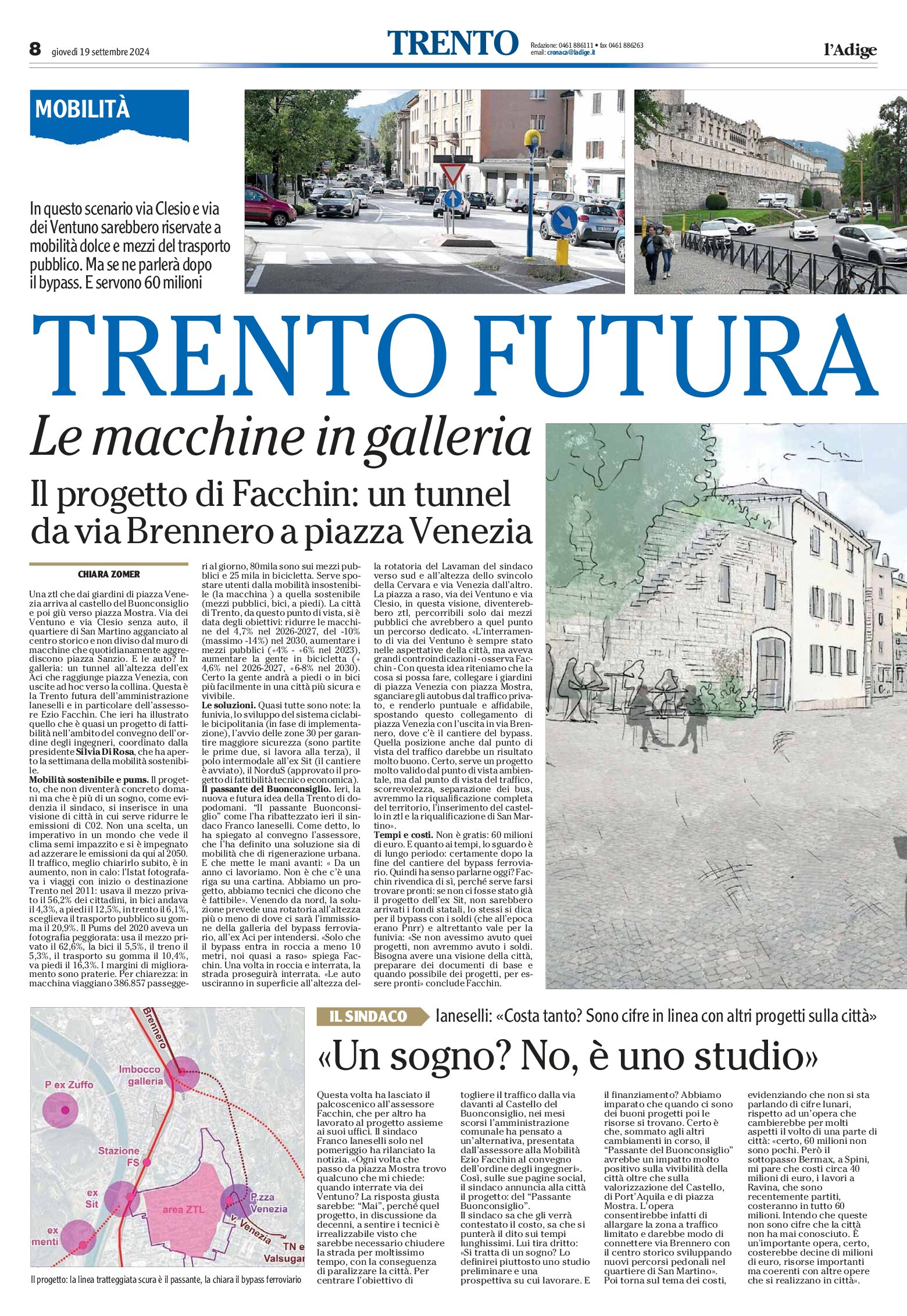 Trento futura: progetto di Facchin, tunnel via Brennero-piazza Venezia