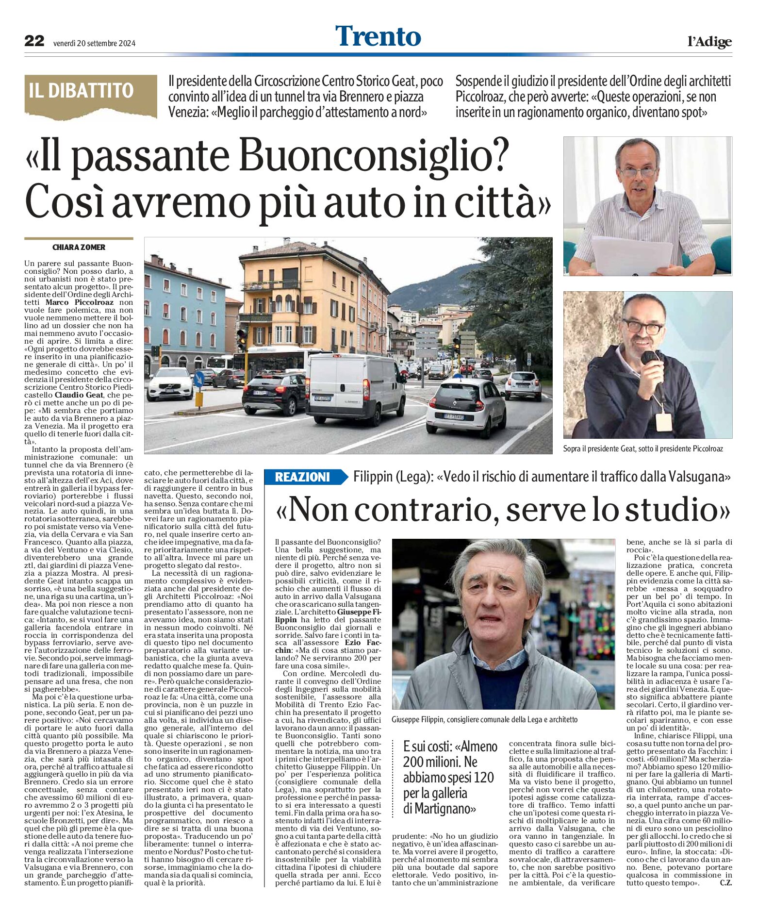 Trento, passante Buonconsiglio: così avremo più auto in città. Le perplessità di Geat, Piccolroaz e Filippin