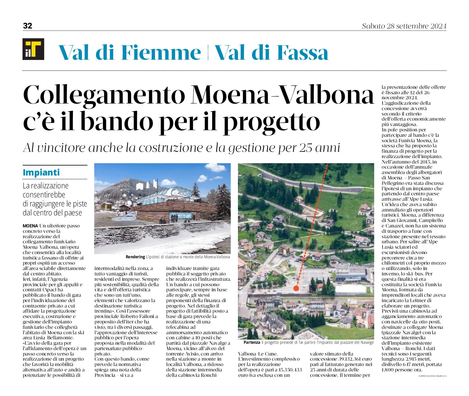 Moena-Valbona, collegamento: c’è il bando per il progetto