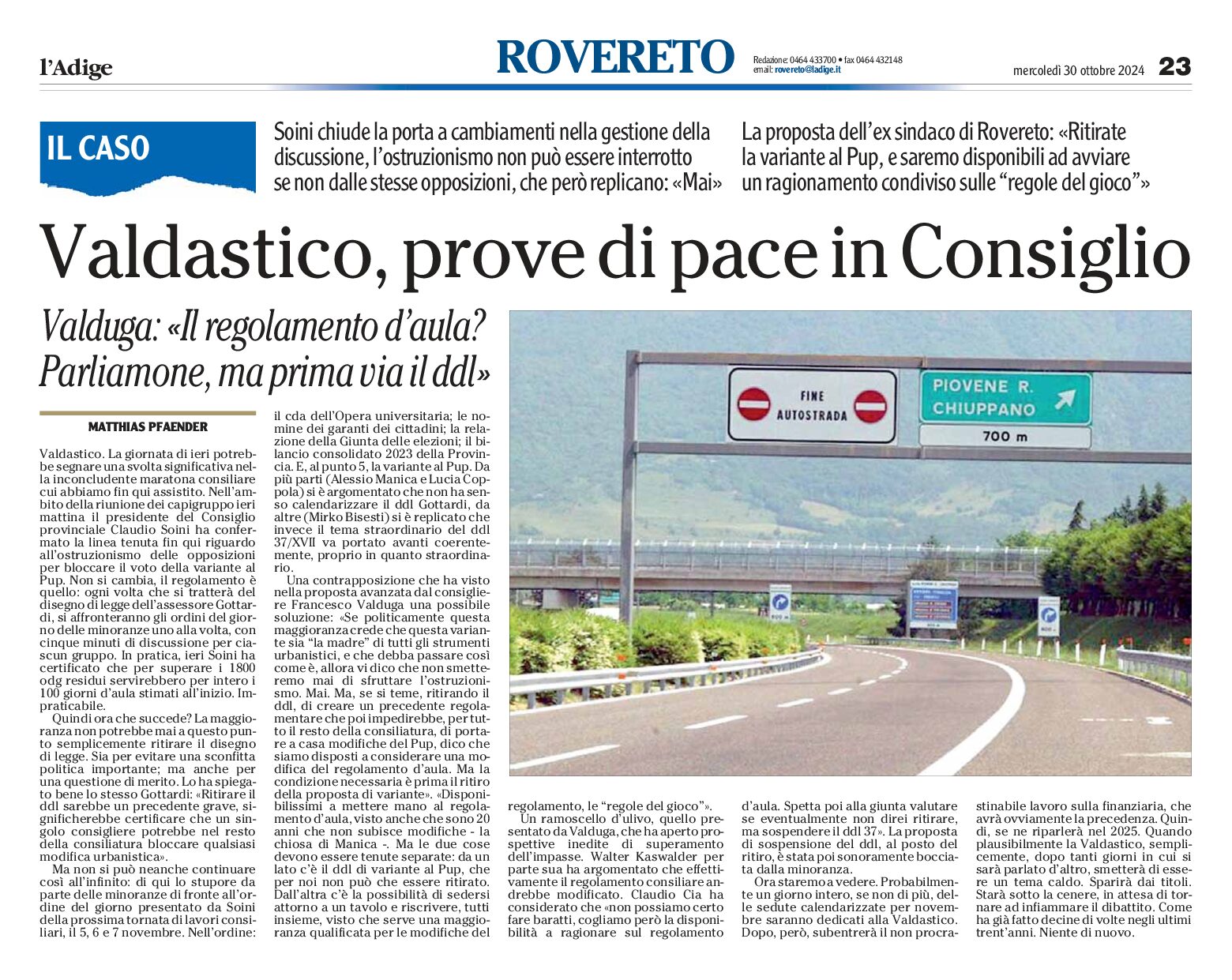 Valdastico: prove di pace in Consiglio