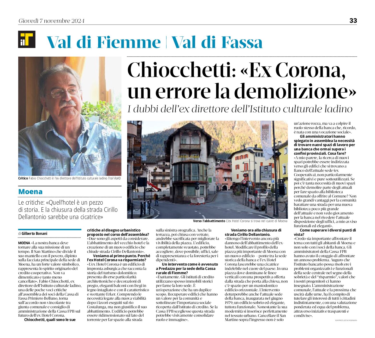 Moena, ex hotel Corona: un errore la demolizione