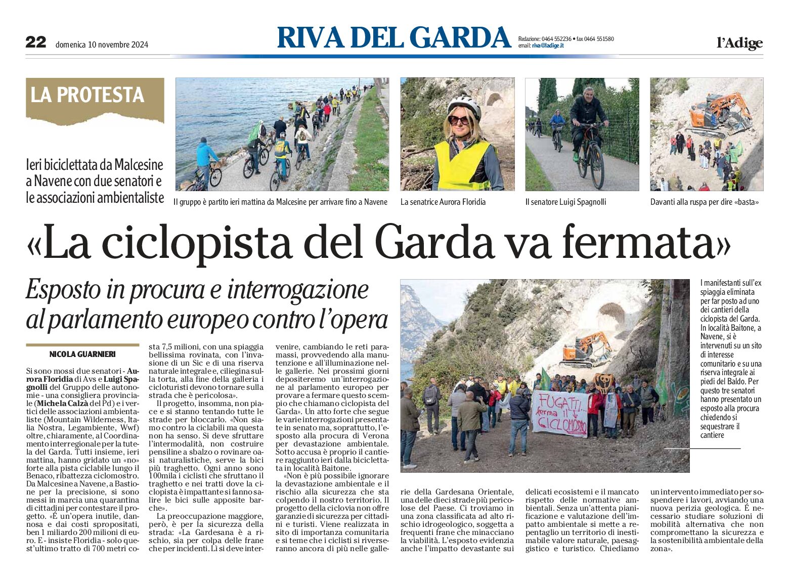 La ciclopista del Garda va fermata