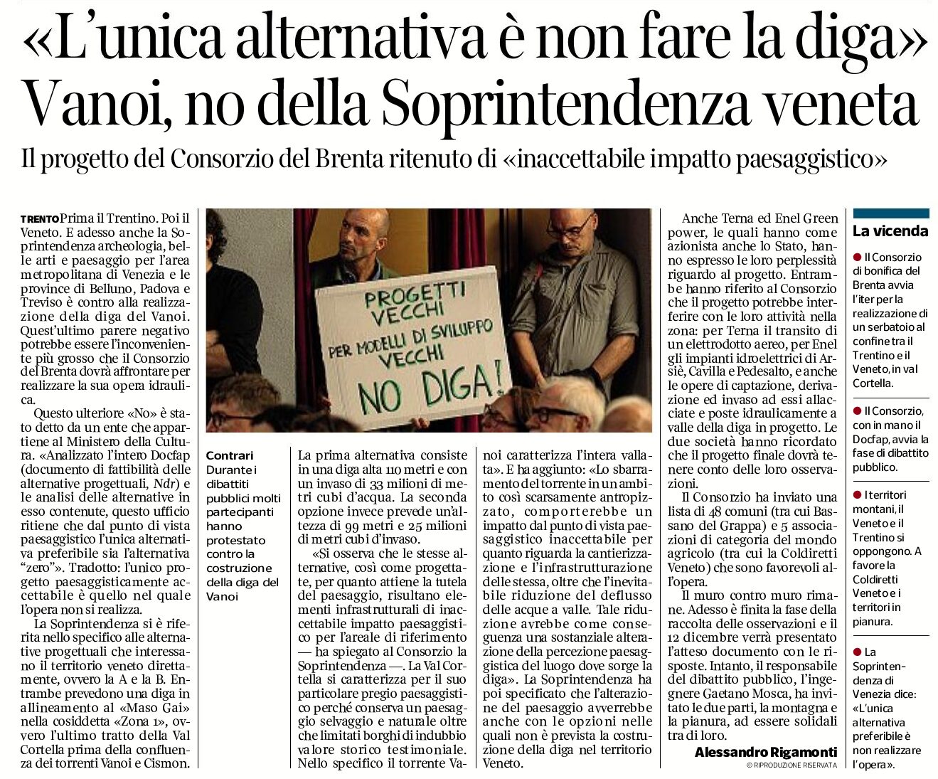 Diga del Vanoi: no della Soprintendenza veneta