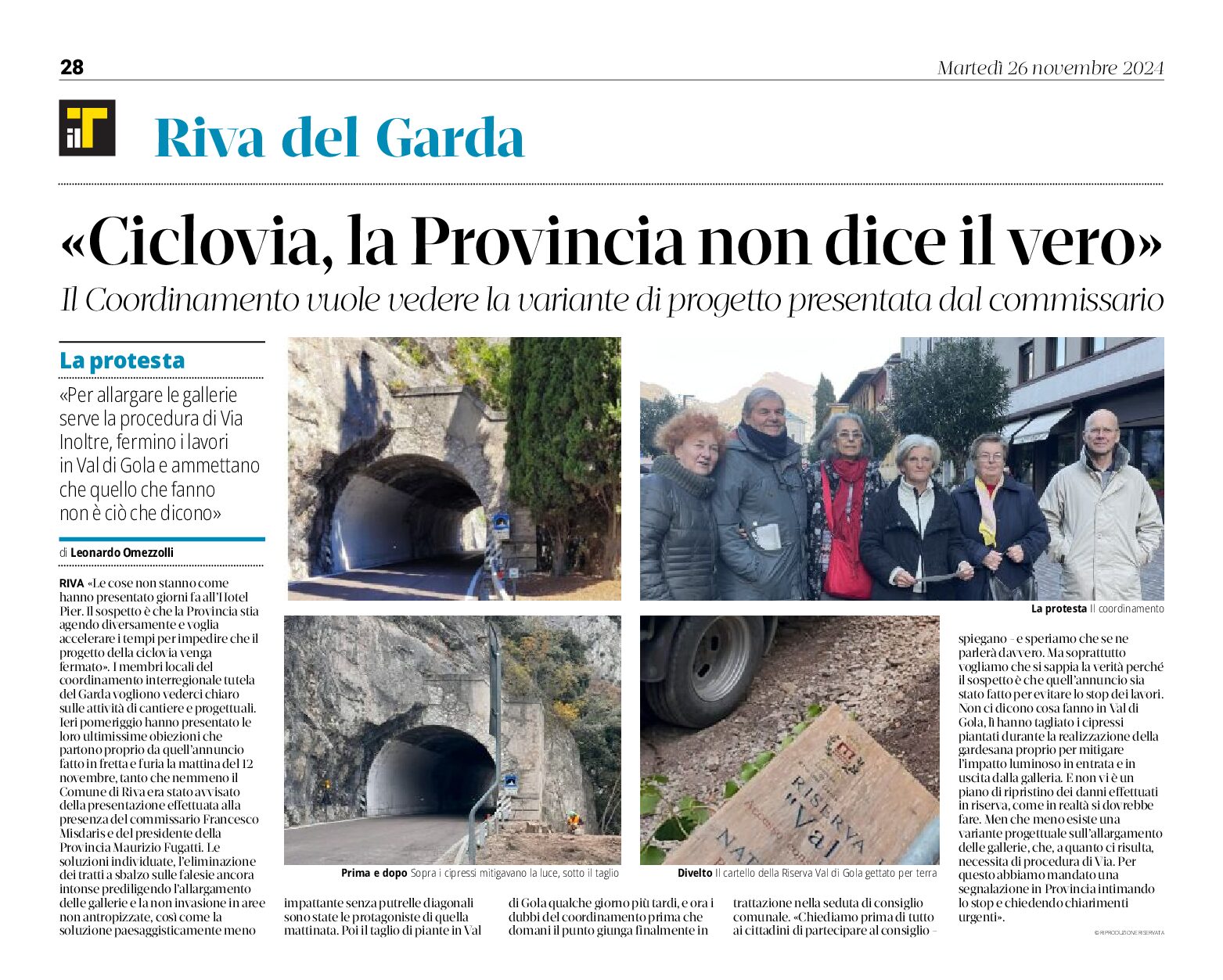 Ciclovia del Garda: il Coordinamento “la Provincia non dice il vero”