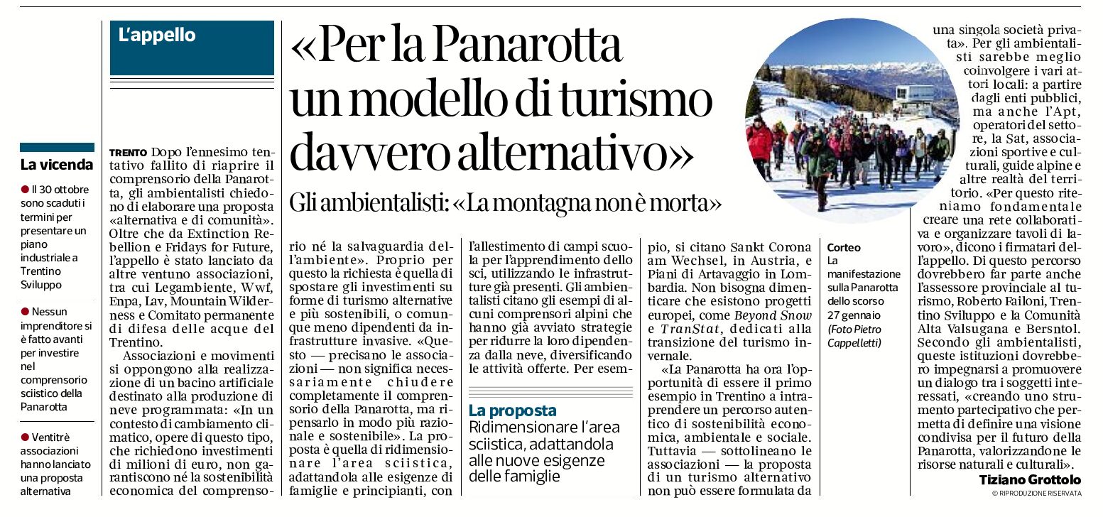 Panarotta: gli ambientalisti chiedono un modello di turismo alternativo