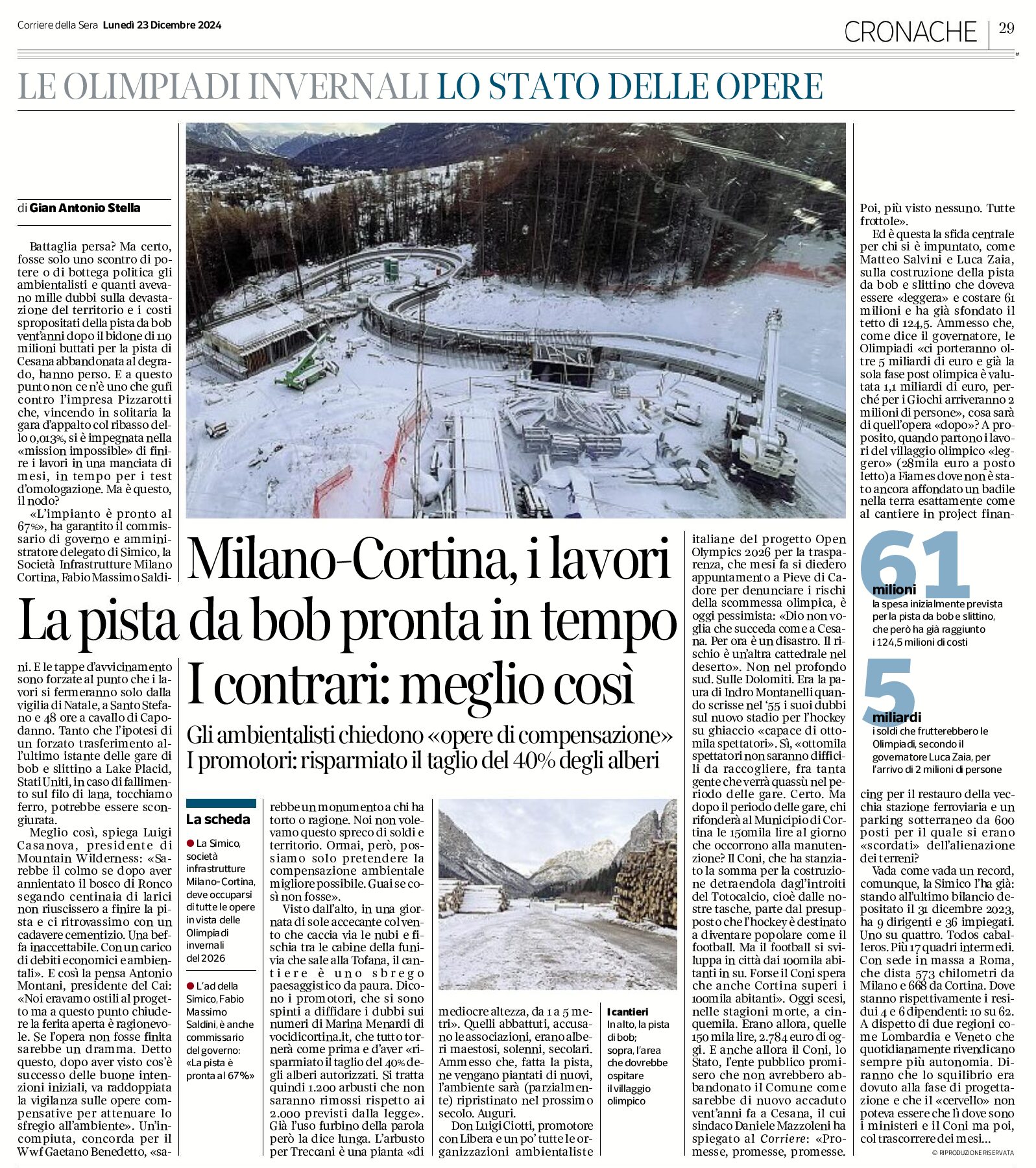 Le Olimpiadi invernali: la pista da bob pronta in tempo