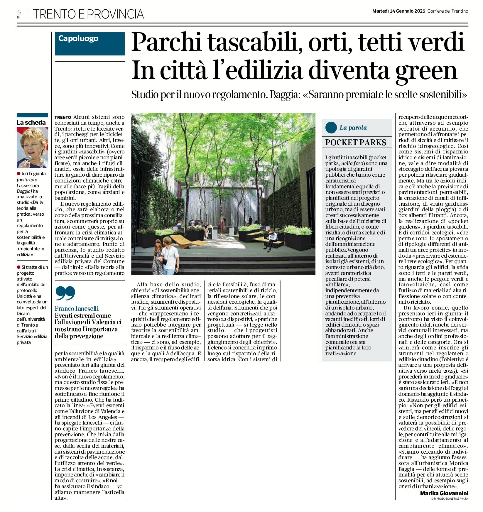 Trento: parchi tascabili, orti, tetti verdi. L’edilizia diventa green