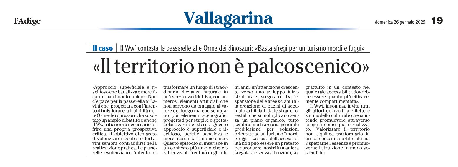 Lavini di Marco: Wwf, il territorio non è un palcoscenico